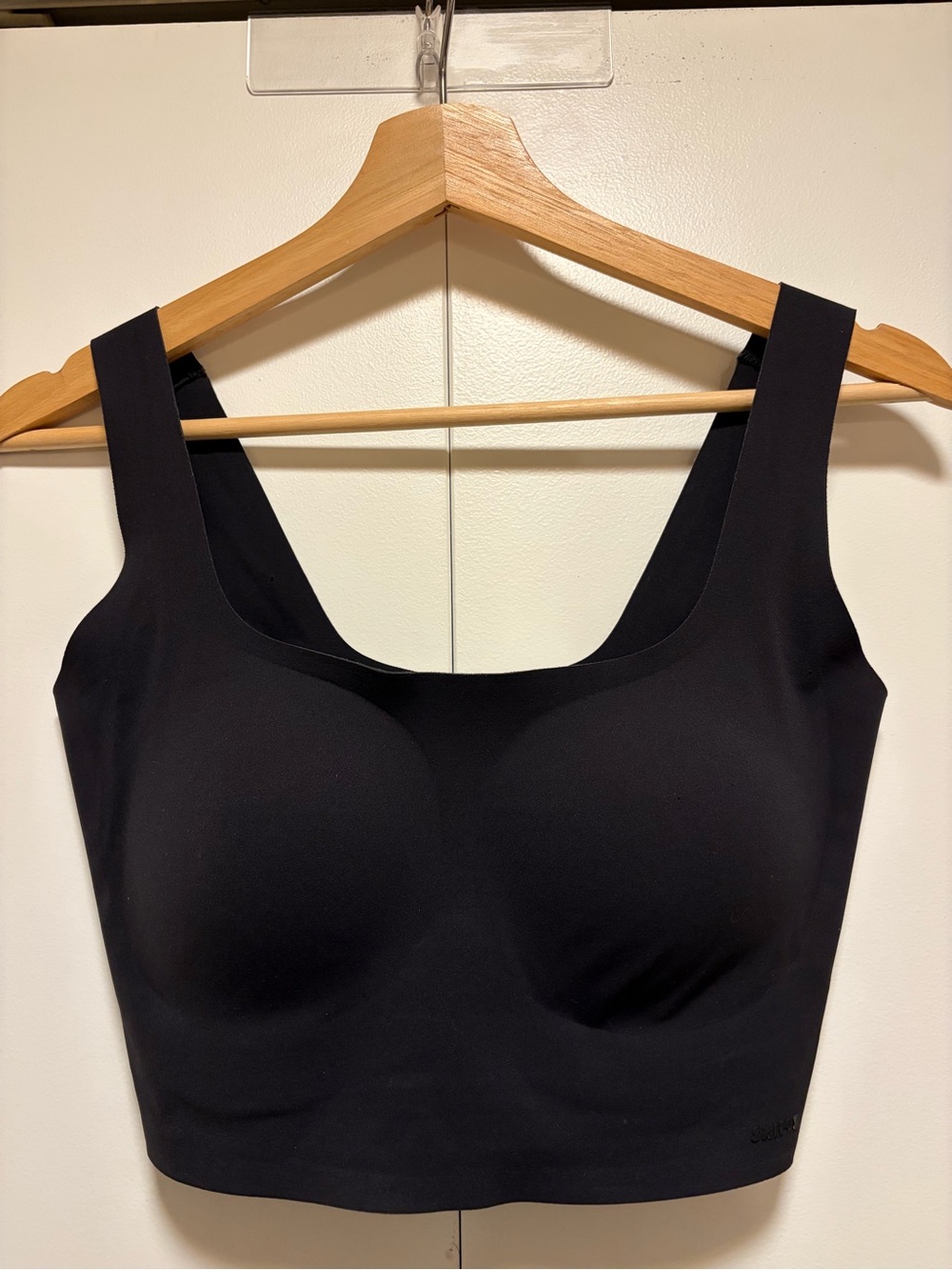 SKIMS Black Seamless Longline Bralette S-DD Onyx